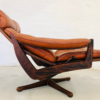 Vintage Scandinavian Mid-Century Reclining Lounge Chair In Cognac Leather
