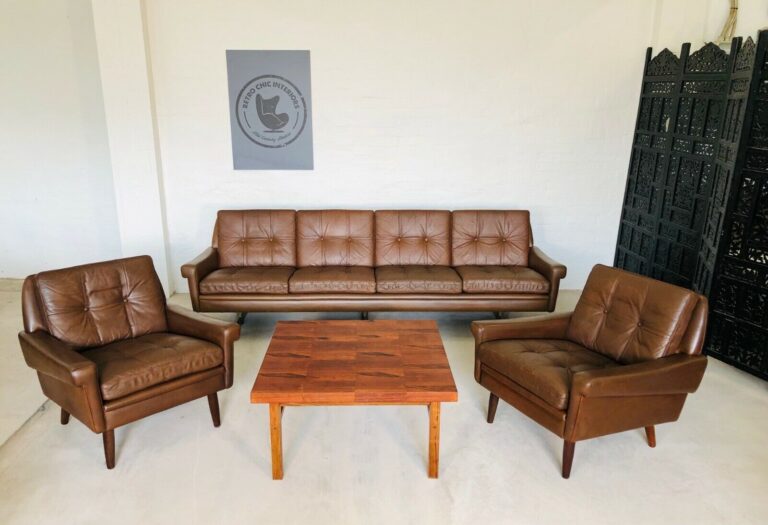 Vintage Danish Mid Century Svend Skipper 4 Person Sofa & Lounge Chair Set 1965