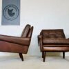 Vintage Danish Mid Century Svend Skipper Leather Lounge Chairs 1965