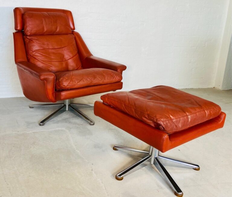 Vintage Danish Mid Century 'Esa' Lounge Chair & Matching Footsool 1970's