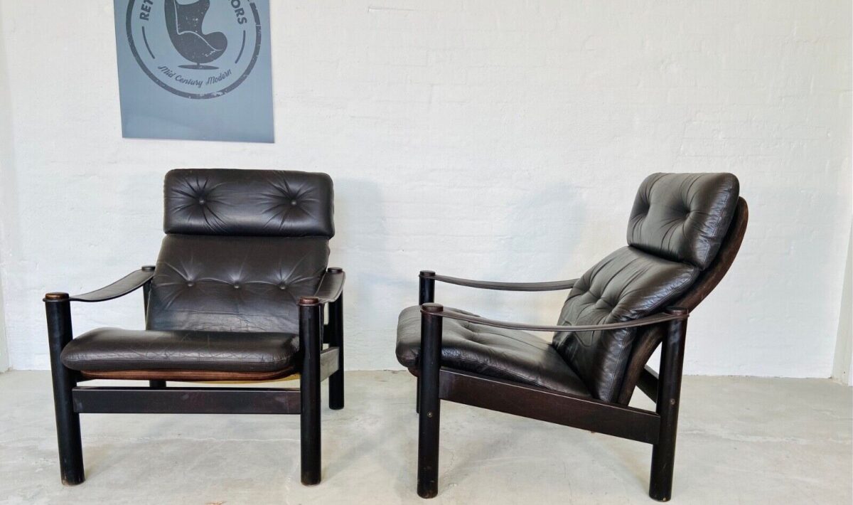 Vintage Swedish Leather Lounge Chairs By Ebbe Gehl & Soren Nissen