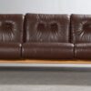 Vintage Danish Mid Century 3 Person Brown Leather Sofa By Bramin 1960's