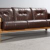 Vintage Danish Mid Century 3 Person Brown Leather Sofa By Bramin 1960's