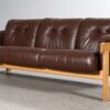 Vintage Danish Mid Century 3 Person Brown Leather Sofa By Bramin 1960's
