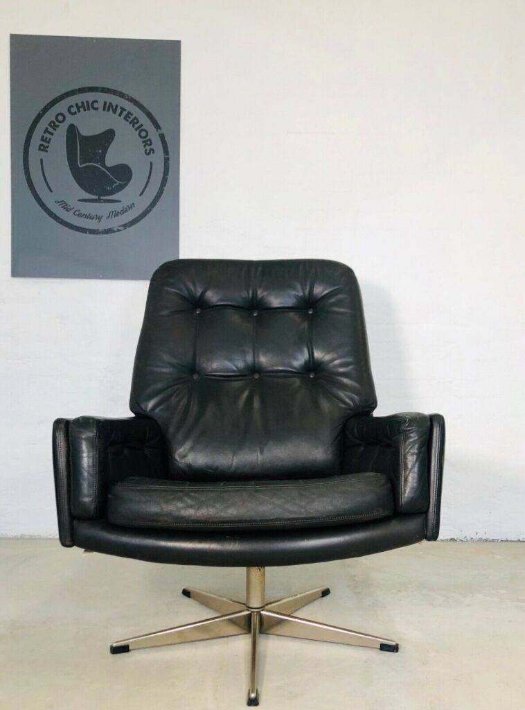 Vintage Danish Mid Century Svend. Skipper Leather Lounge Chair 1970's