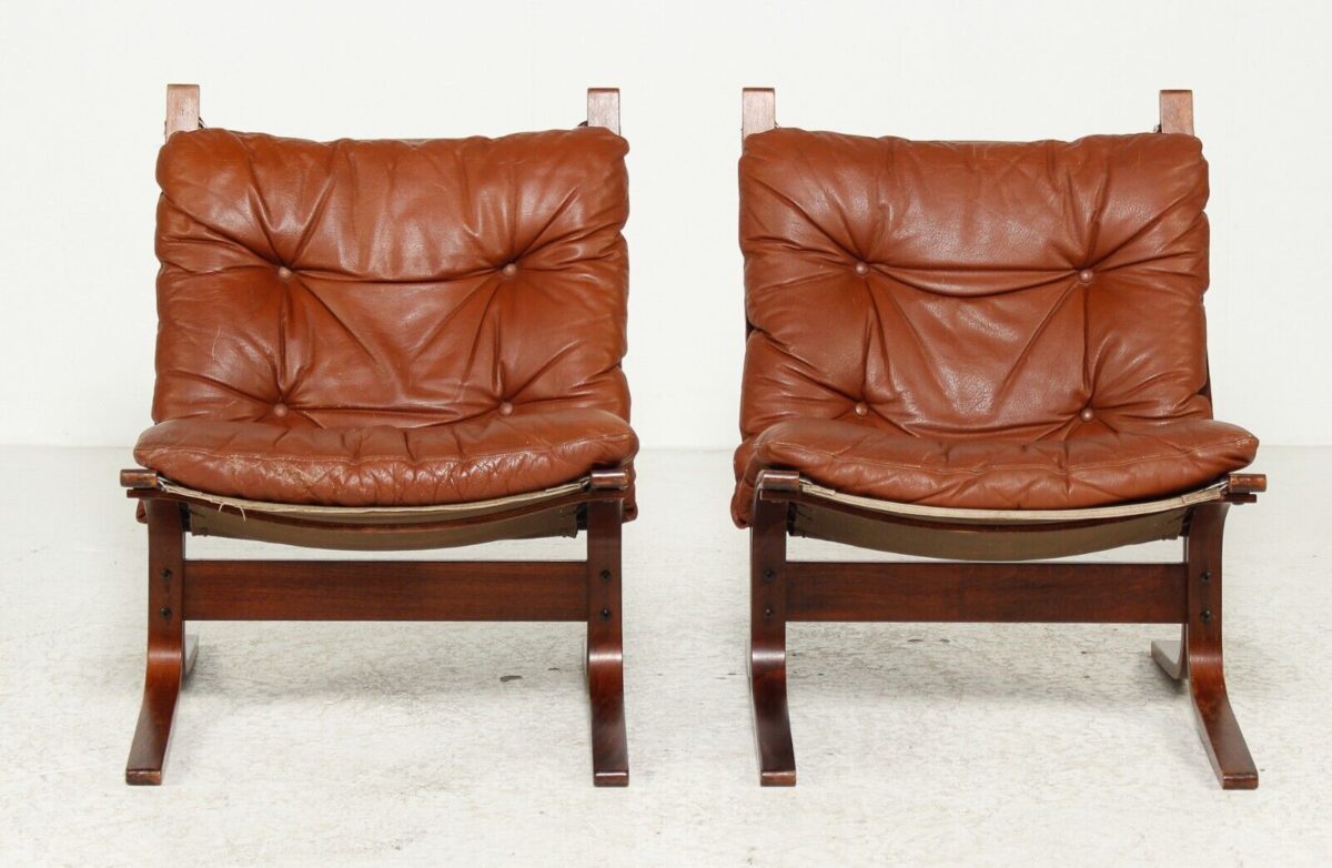 Vintage Norwegian Mid Century Leather Seista Chairs By Ingmar Relling
