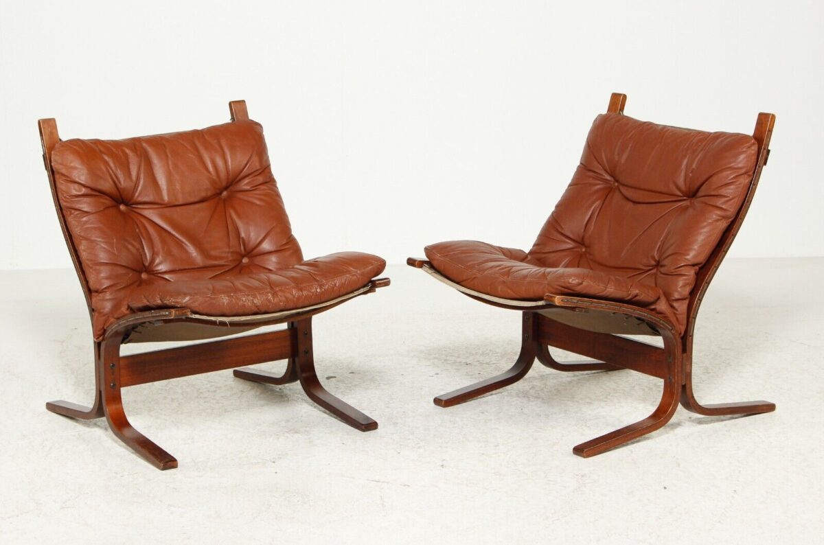 Vintage Norwegian Mid Century Leather Seista Chairs By Ingmar Relling