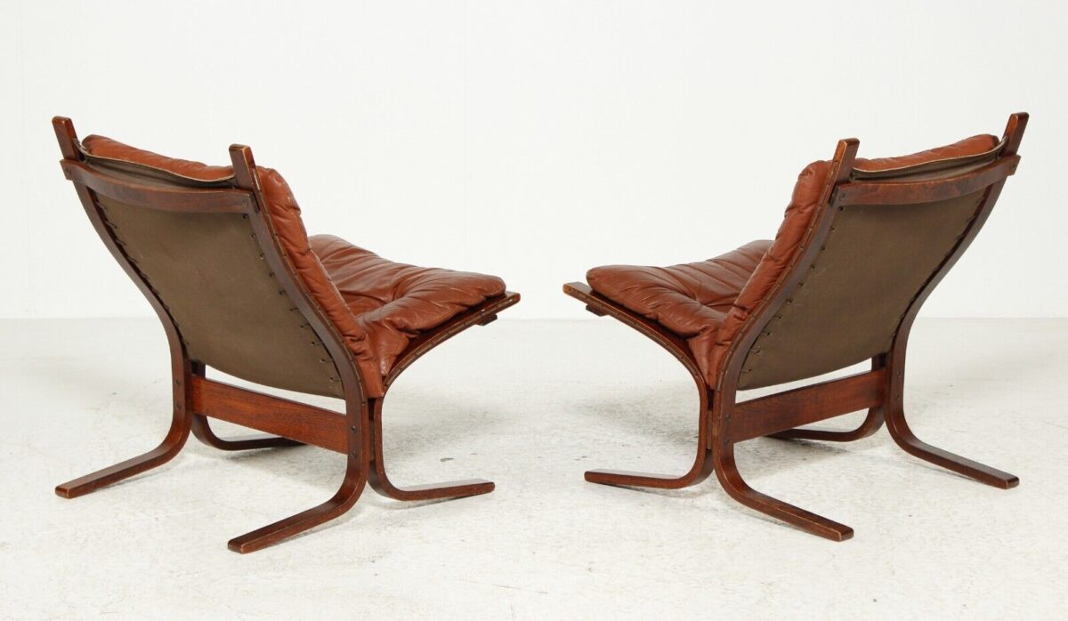Vintage Norwegian Mid Century Leather Seista Chairs By Ingmar Relling