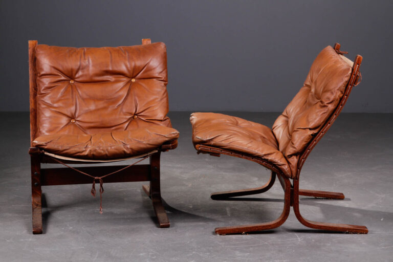Vintage Norwegian Mid Century Leather Seista Chairs By Ingmar Relling