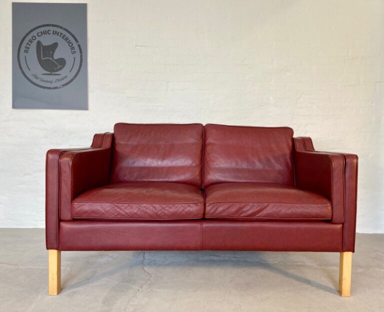 Vintage Danish Mid Century 2 Person Leather Sofa By Stouby