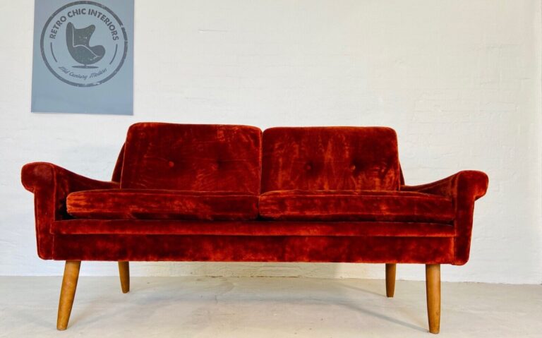 Vintage Danish Mid Century Svend Skipper 2 Person Sofa 1965