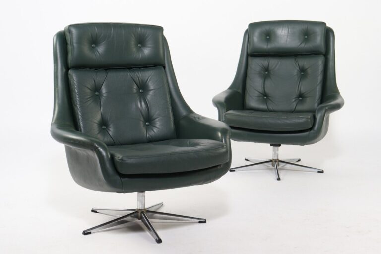 Vintage Danish Mid Century H. W. Klein Chairs With Matching Footstools 1970's