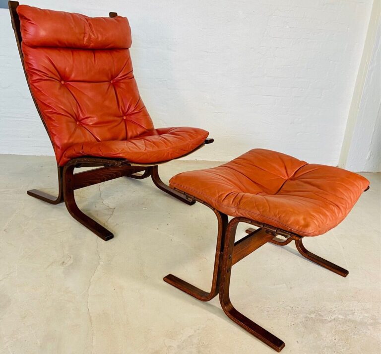 Vintage Norwegian Leather Siesta Chair & Ottoman by Ingmar Relling