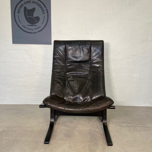image Vintage Norwegian Mid Century Leather Chaise Lounge Chair By Ingmar Relling