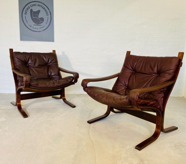 Vintage Norwegian Mid Century Leather Seista Chairs by Ingmar Relling