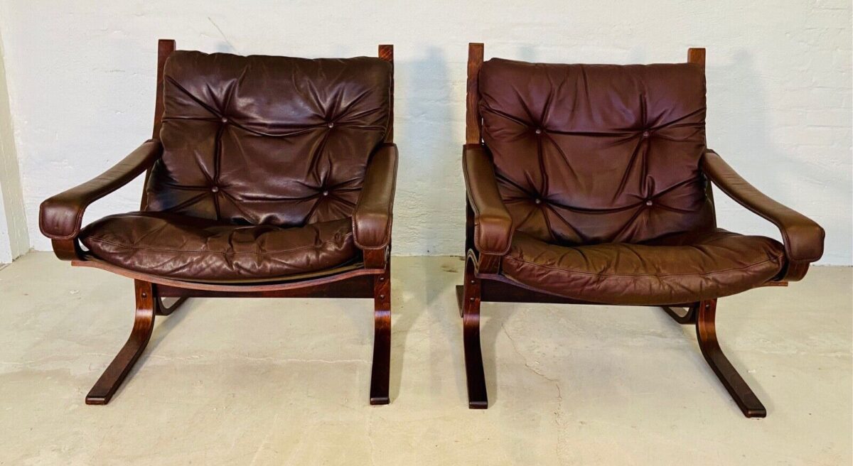 Vintage Norwegian Mid Century Leather Seista Chairs by Ingmar Relling