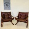 Vintage Norwegian Mid Century Leather Seista Chairs by Ingmar Relling