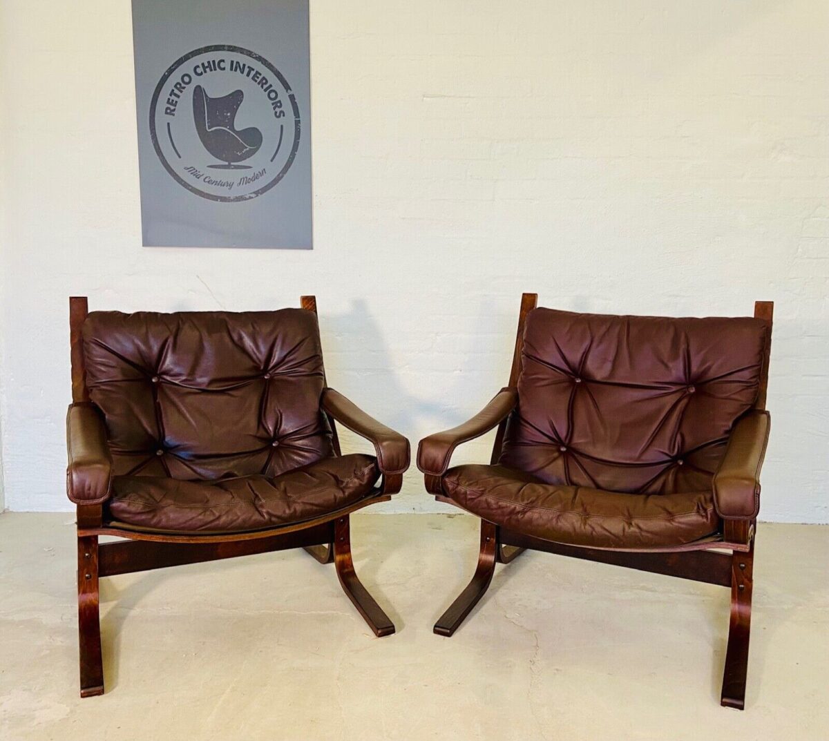 Vintage Norwegian Mid Century Leather Seista Chairs by Ingmar Relling