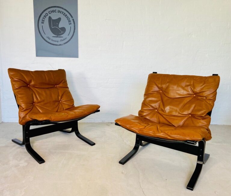 Vintage Norwegian Mid Century Leather Seista Chairs by Ingmar Relling