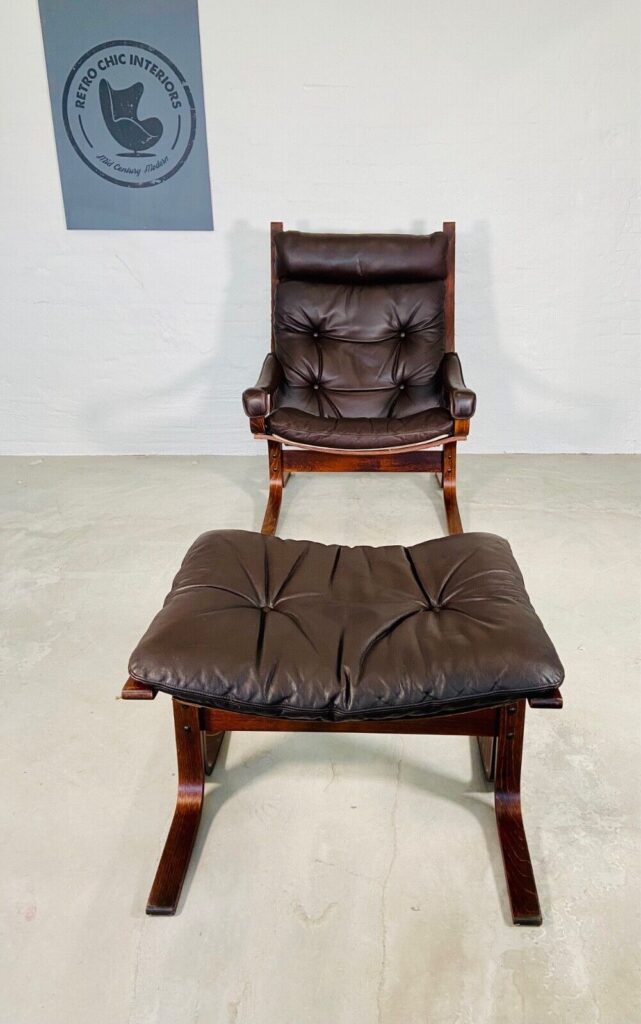 Vintage Norwegian Leather Seista Chair & Ottoman by Ingmar Relling