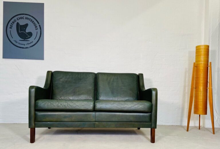 Vintage Danish Mid Century Georg Thams Leather 2 Person Sofa 1969