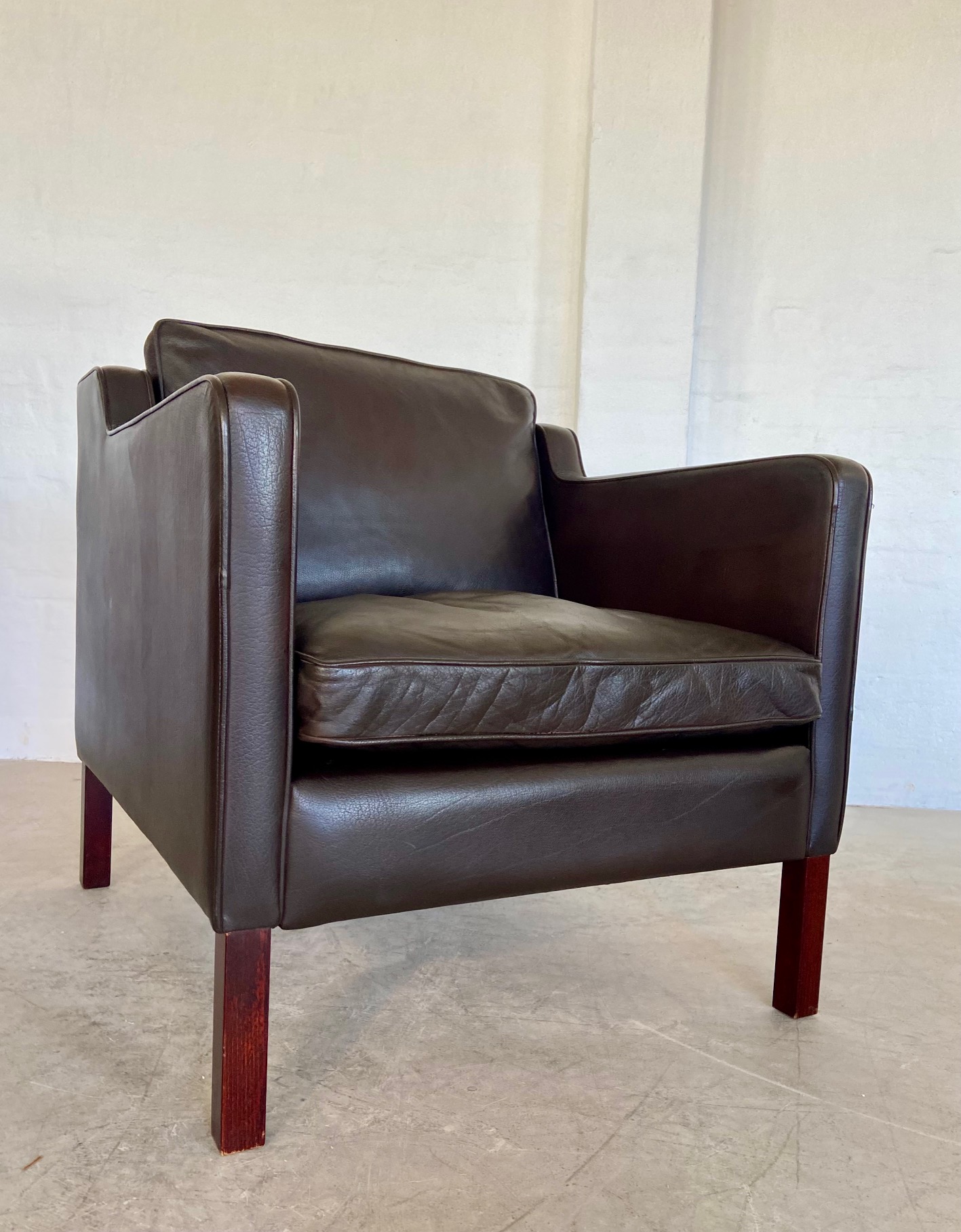 Vintage Danish Mid Century Brown Leather Lounge Chair by Stouby