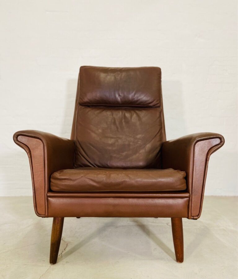 Vintage Danish Mid Century Georg Thams Leather Lounge Chair