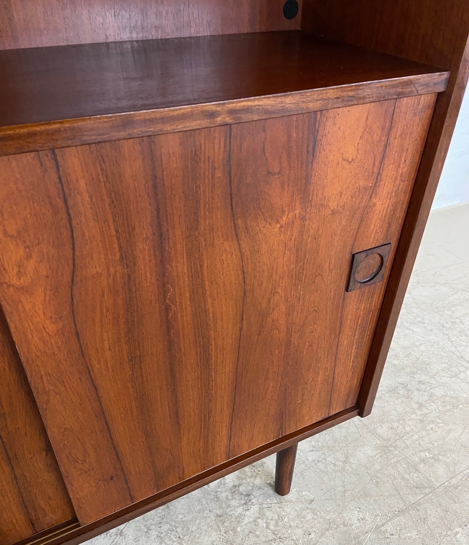 Danish Retro Vintage Bookcase in Rosewood with sliding doors 1960,s