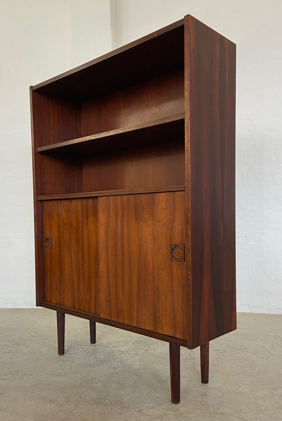 Danish Retro Vintage Bookcase in Rosewood with sliding doors 1960,s