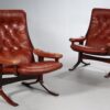 Vintage Danish Mid Century Lounge Chairs in Cognac Leather and Rosewood