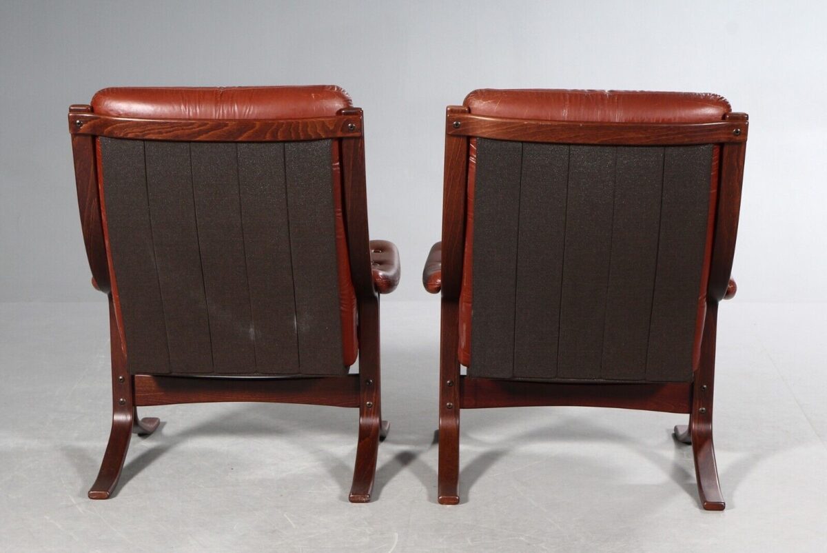 Vintage Danish Mid Century Lounge Chairs in Cognac Leather and Rosewood