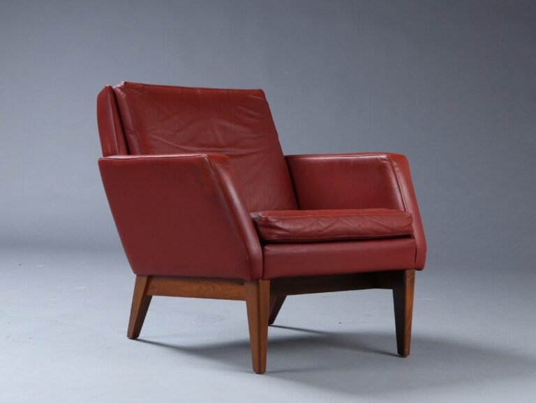 Vintage Danish Mid Century Cognac Leather Lounge Chair 1960's