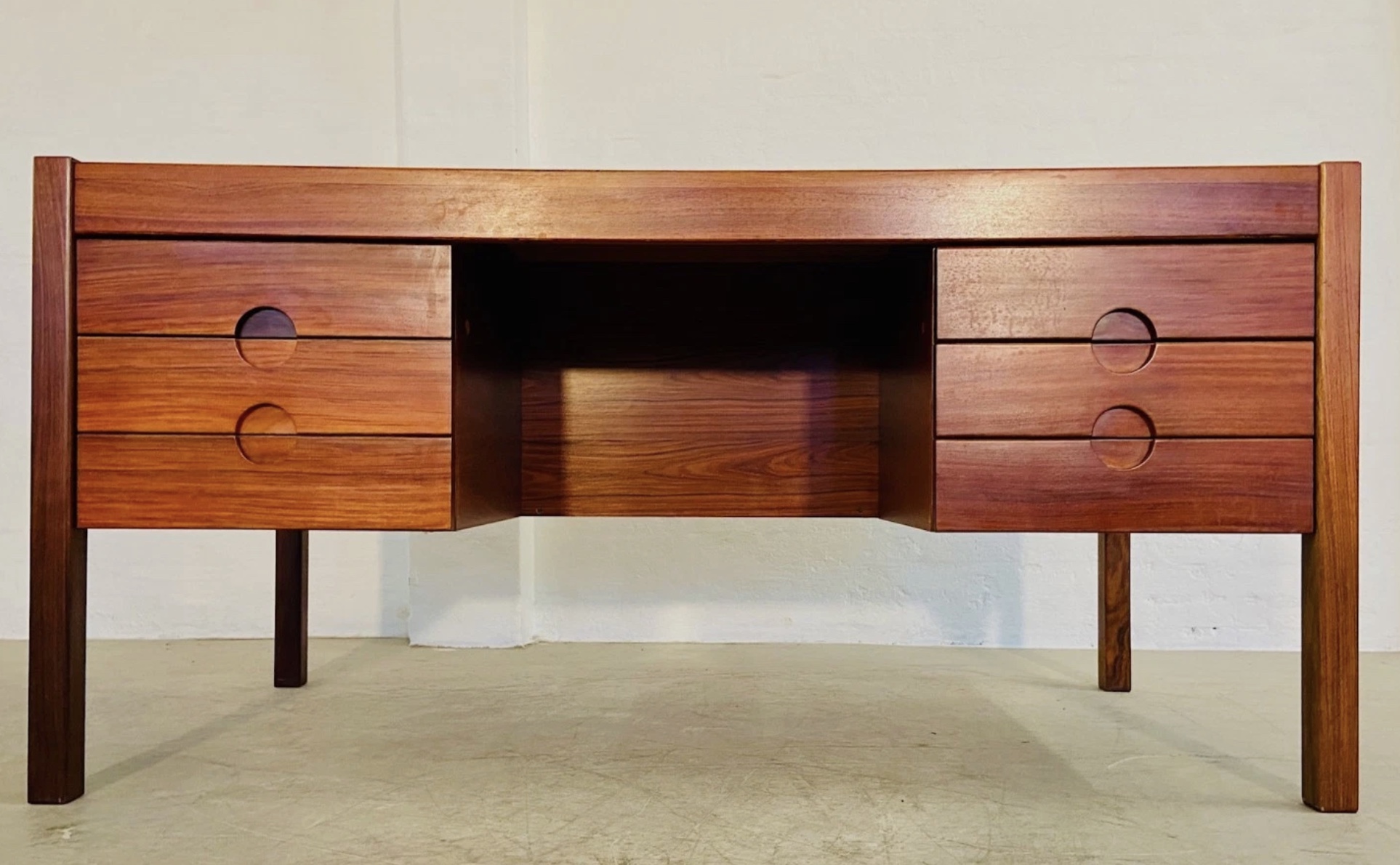 Vintage Danish Mid Century Rosewood Executive Desk By Christian Linneberg 1960s