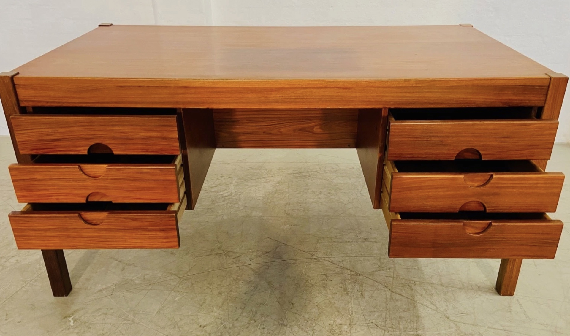 Vintage Danish Mid Century Rosewood Executive Desk By Christian Linneberg 1960s