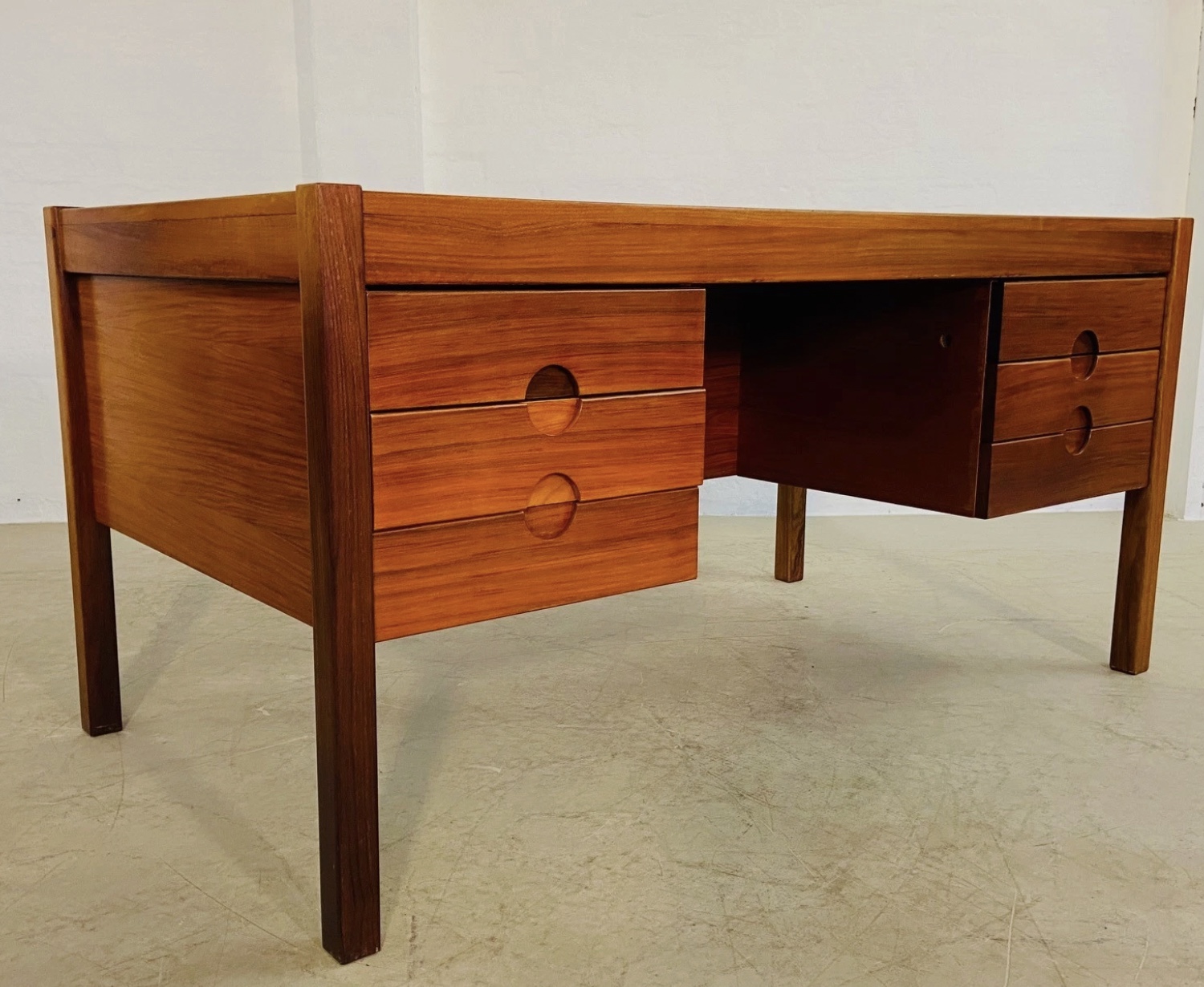 Vintage Danish Mid Century Rosewood Executive Desk By Christian Linneberg 1960s