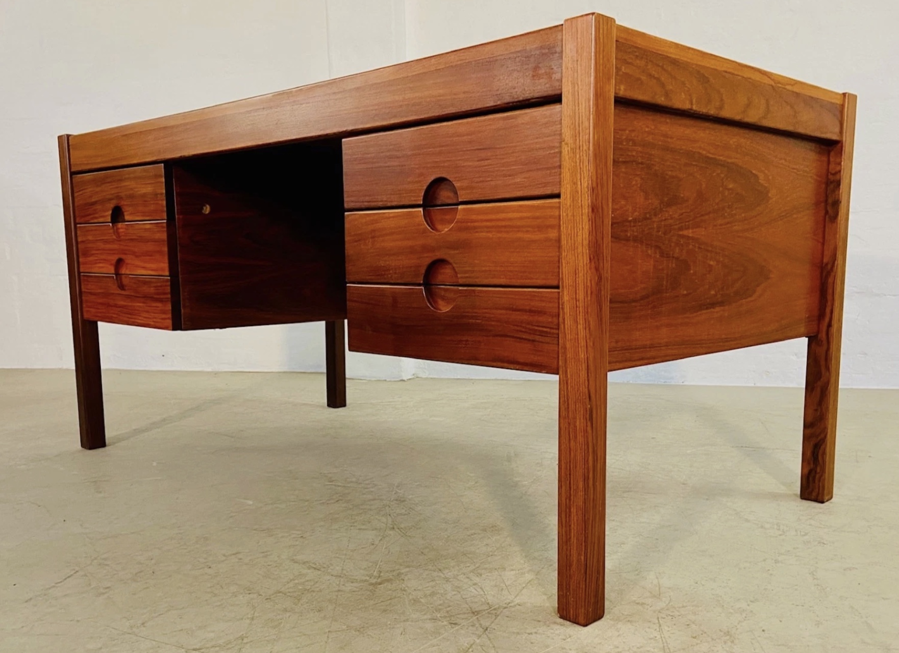Vintage Danish Mid Century Rosewood Executive Desk By Christian Linneberg 1960s