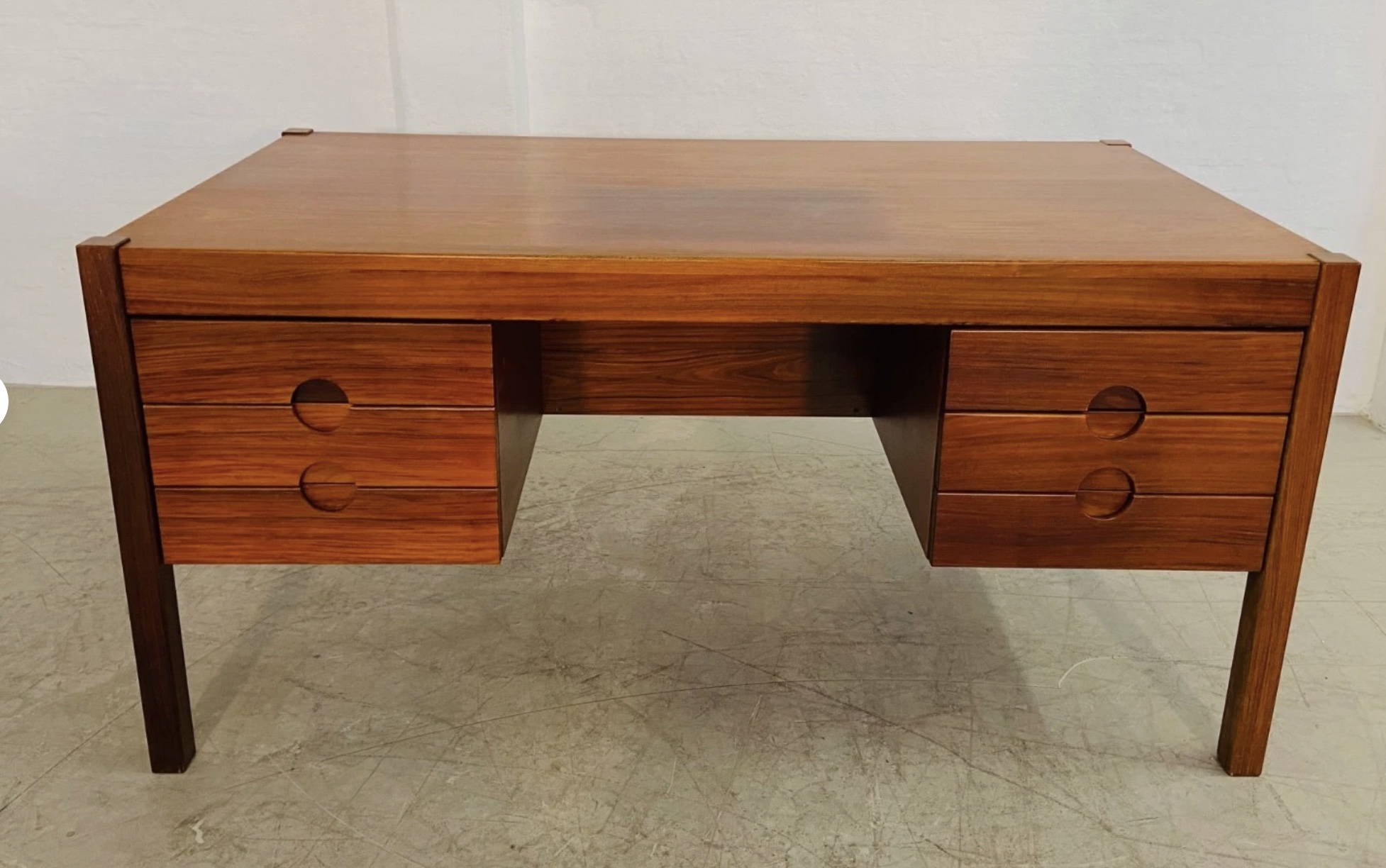 Vintage Danish Mid Century Rosewood Executive Desk By Christian Linneberg 1960s