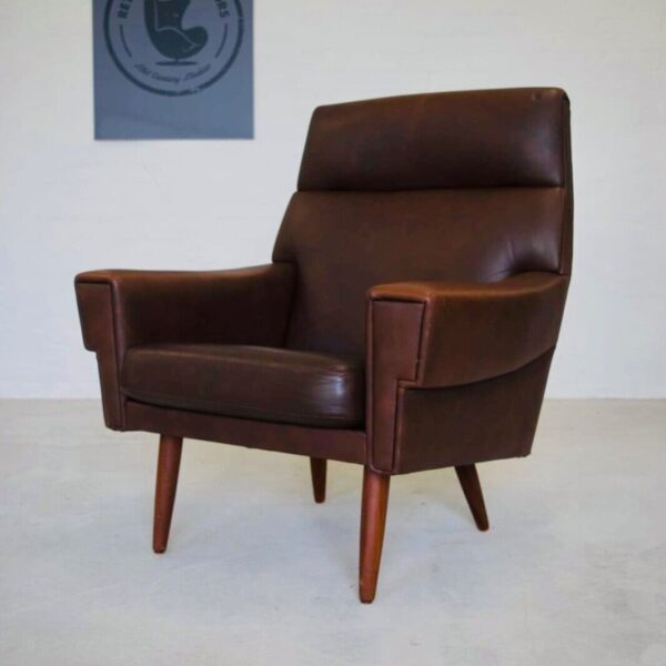 image Vintage Danish Mid Century Georg Thams Leather Lounge Chair 1970's