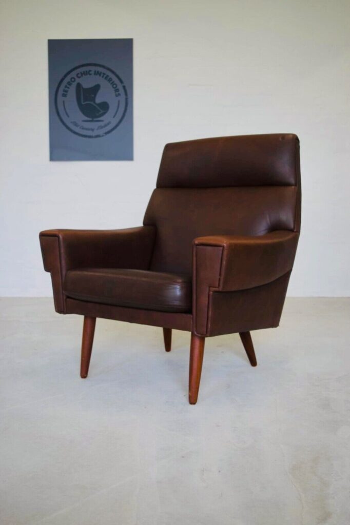 Vintage Danish Mid Century Georg Thams Leather Lounge Chair 1970's