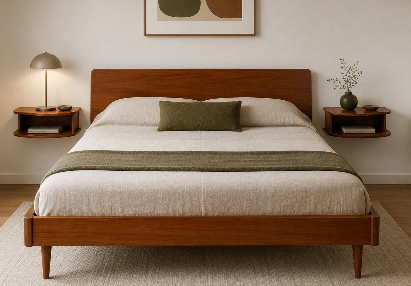 Retro Vintage Danish Floating Wall Mounted Bedside Cabinets In Teak 70s