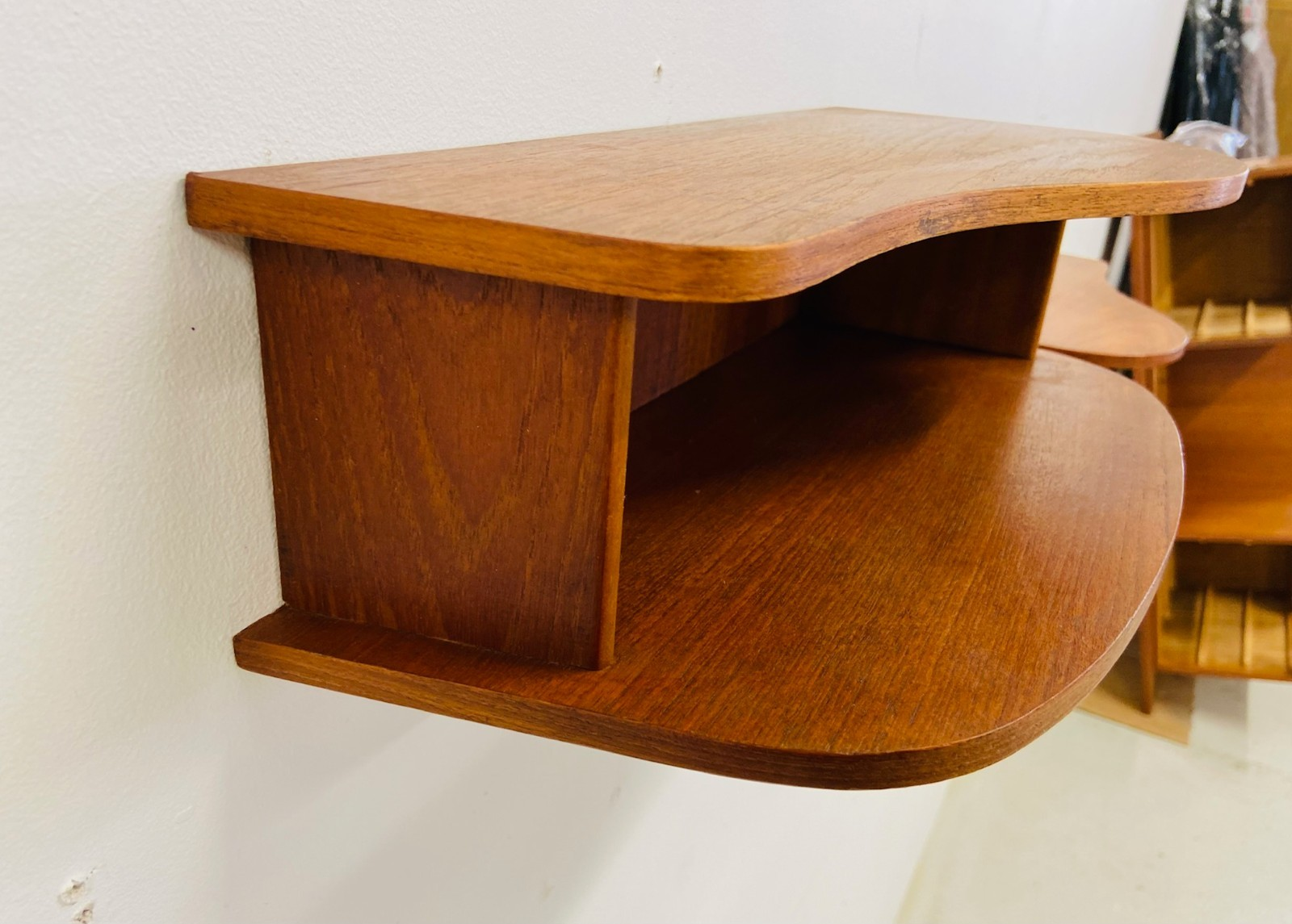Retro Vintage Danish Floating Wall Mounted Bedside Cabinets In Teak 70s