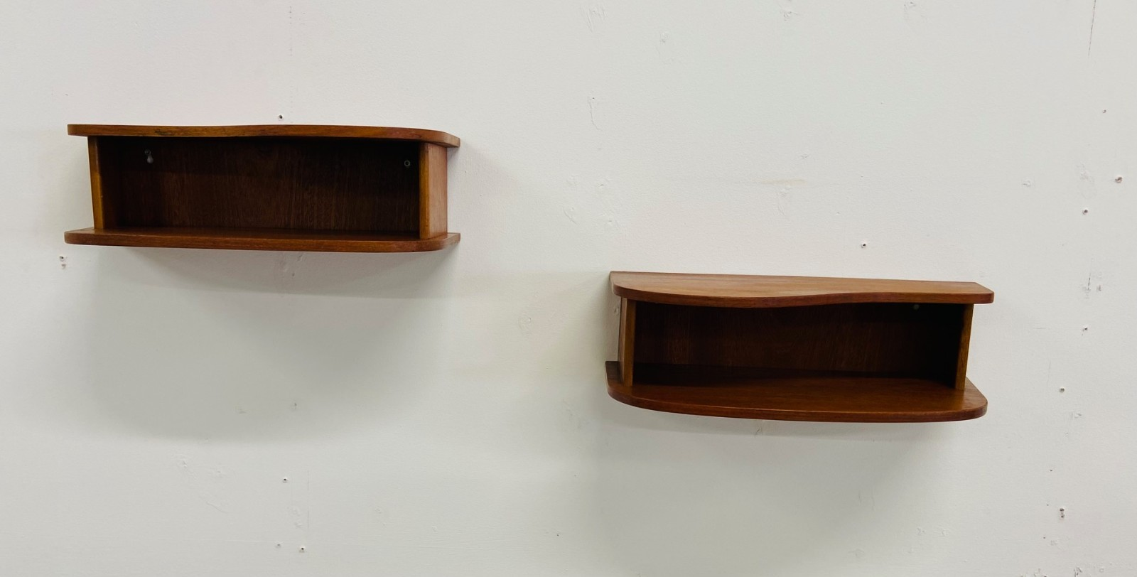 Retro Vintage Danish Floating Wall Mounted Bedside Cabinets In Teak 70s