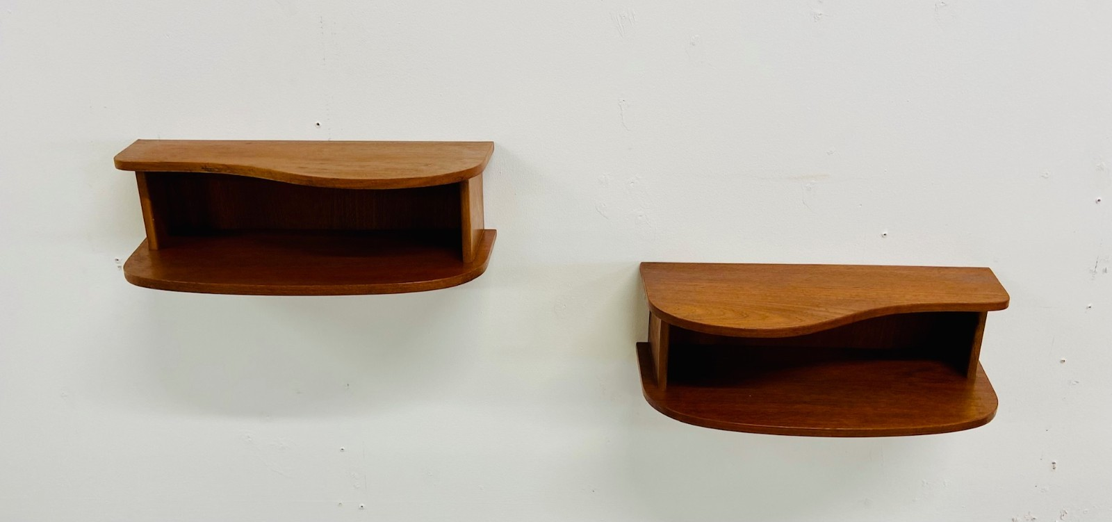 Retro Vintage Danish Floating Wall Mounted Bedside Cabinets In Teak 70s