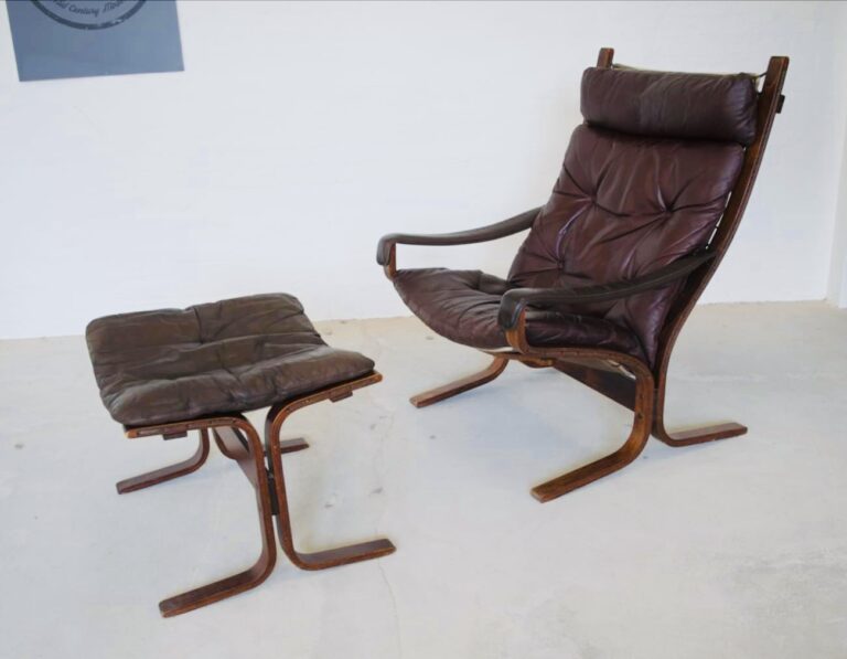 Vintage Norwegian Leather Seista Chair & Ottoman By Ingmar Relling