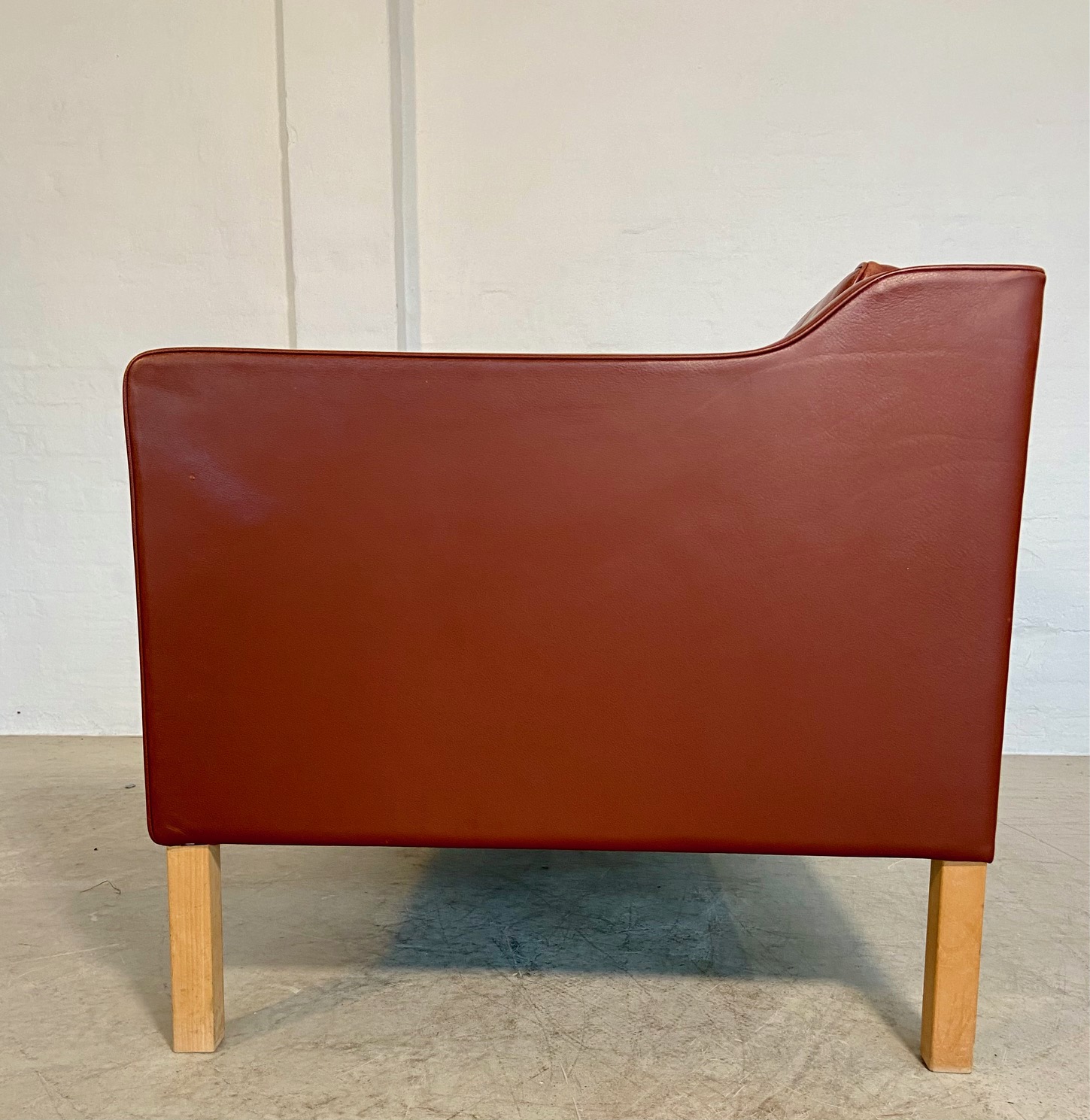 Vintage Danish Mid Century Mogans Hansen 2 Person  Cognac Leather Sofa