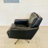 Vintage Danish Mid Century Black Leather Swivel Chair 1970's