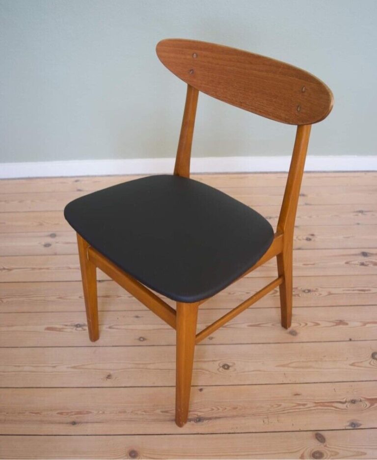 image Vintage Danish Teak & Beech Dining Chair Model 210 by Farsrup 1960's