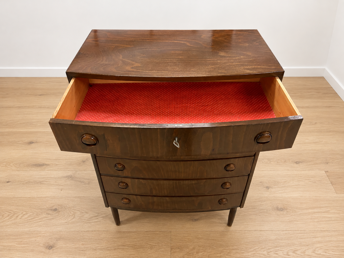 VINTAGE DANISH MID-CENTURY MAHOGANY TALLBOY CHEST OF DRAWERS – 1960s