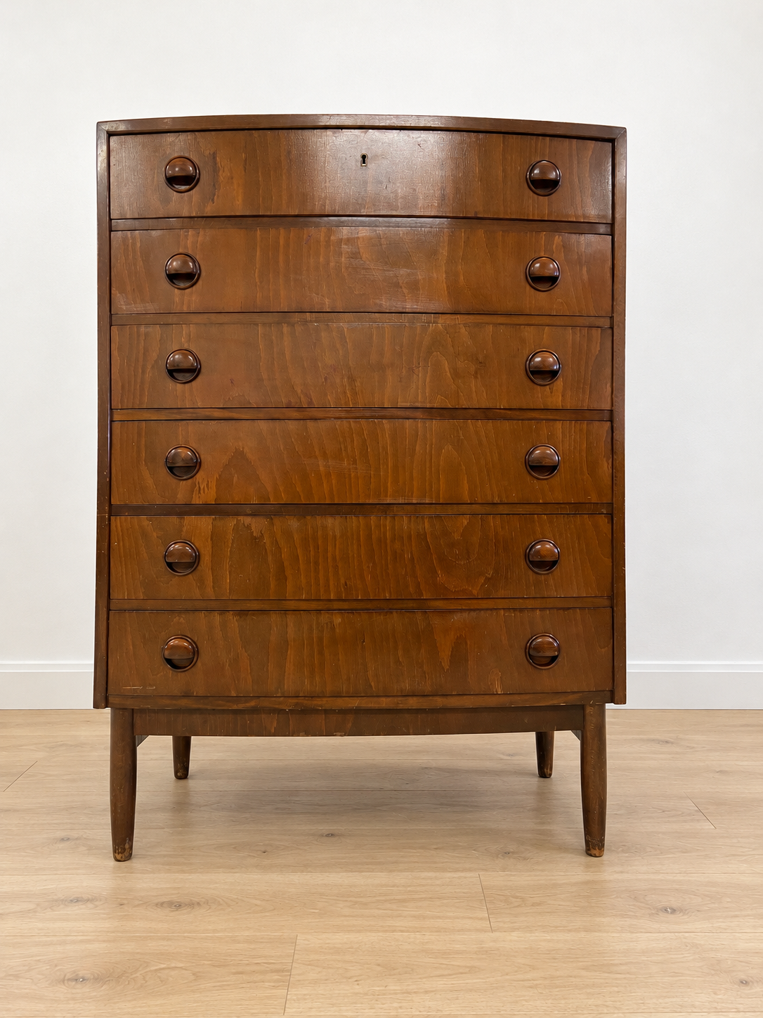 16f9f476-d543-4f3f-a667-cfc07e3bfaf6 VINTAGE DANISH MID-CENTURY MAHOGANY TALLBOY CHEST OF DRAWERS – 1960s