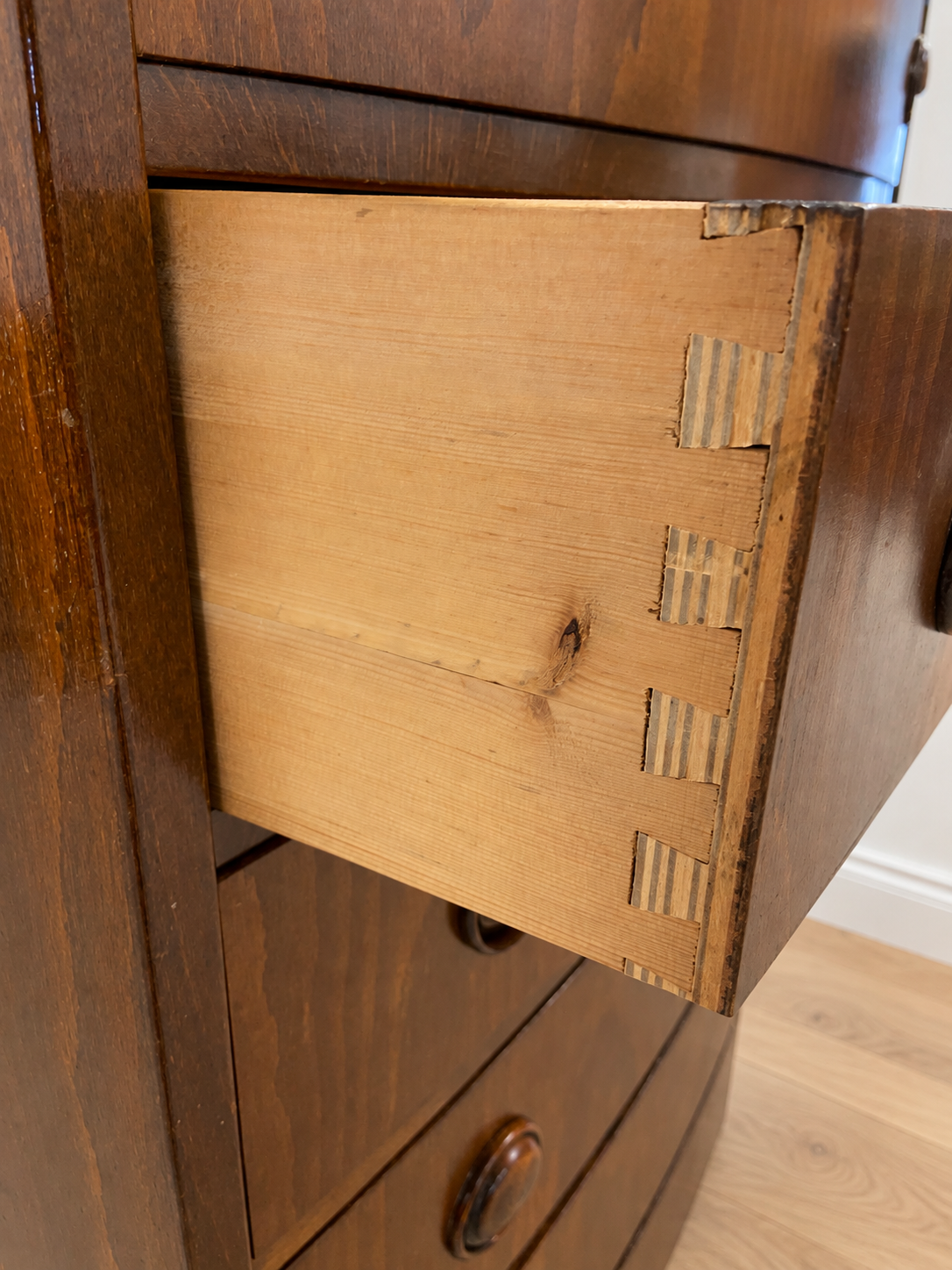 VINTAGE DANISH MID-CENTURY MAHOGANY TALLBOY CHEST OF DRAWERS – 1960s